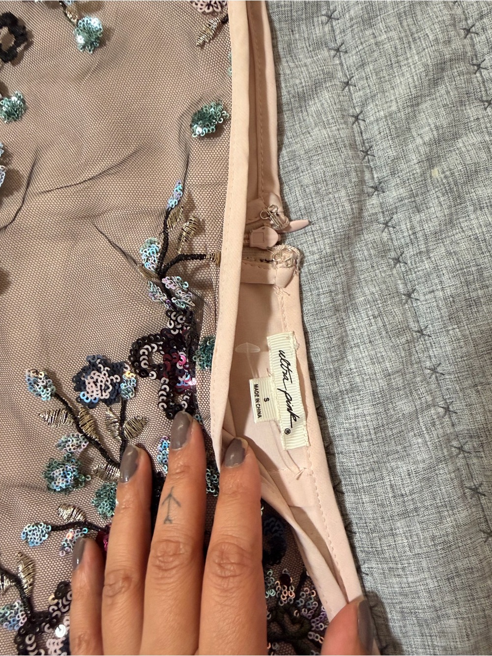 Wayf Blush Pink Embroidered Floral Midi Skirt - Picture 6 of 6